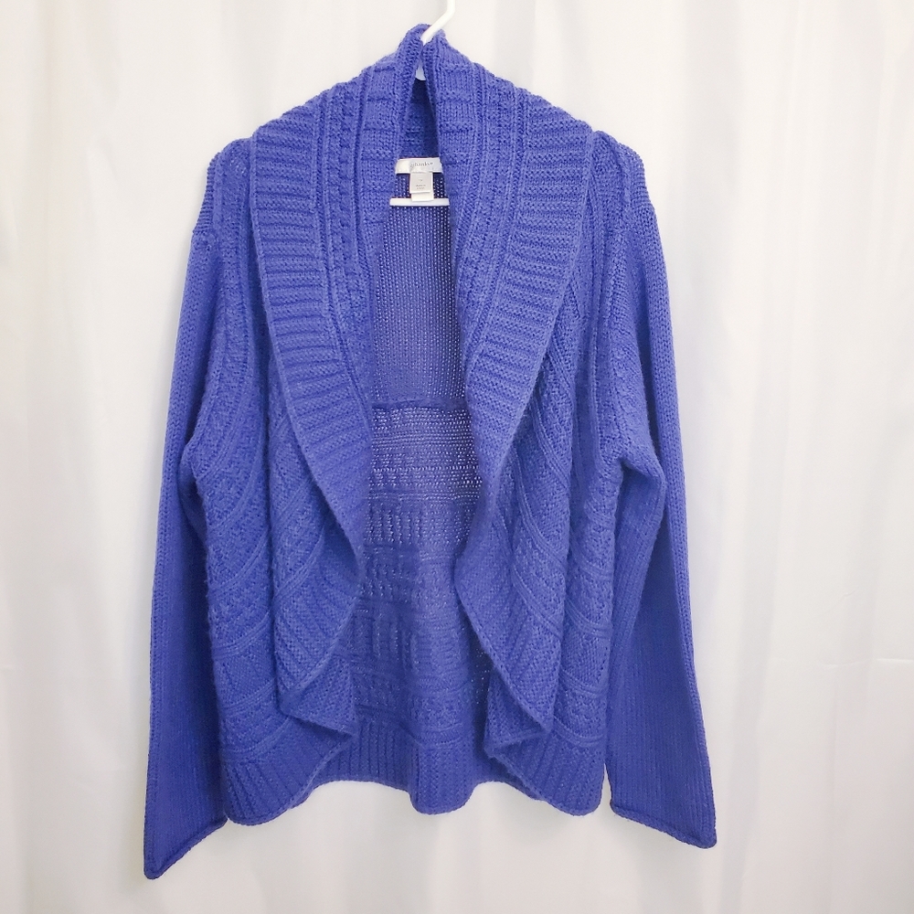 CJ Banks Wool Blend Cable Knit Cardigan Open Front